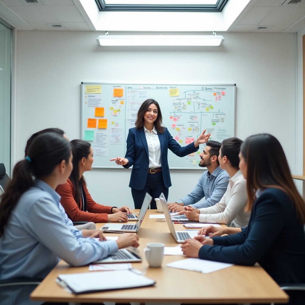Equipo participando en workshop de comunicación corporativa