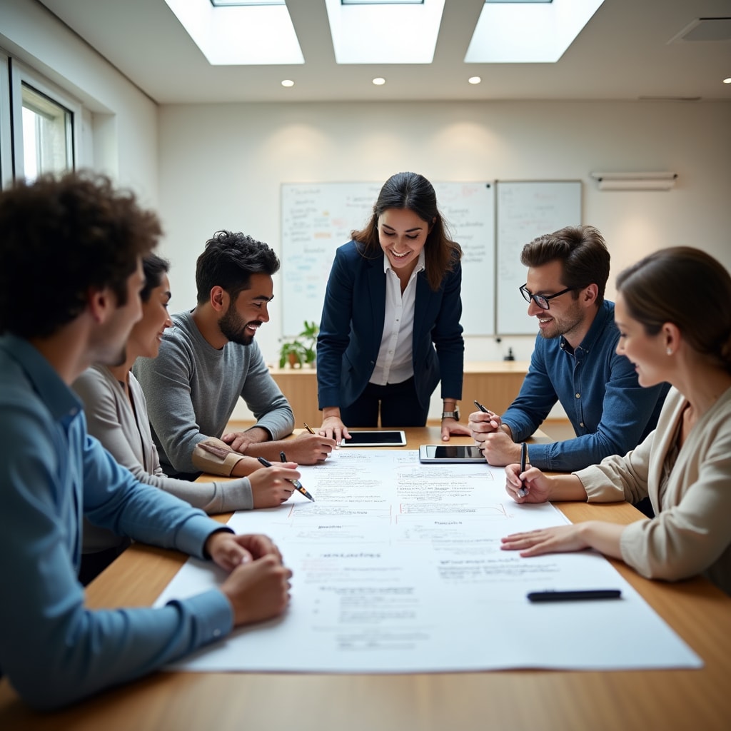 Equipo estableciendo acuerdos de comunicación durante workshop